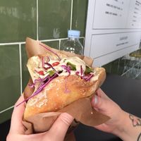 Green falafel with hummus and tahini sauce at Daddy Cool in Split