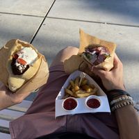 Falafel pitas (yoghurt in the one on the left) at Daddy Cool in Split