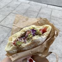 green falafel with hummus and tahini sauce at Daddy Cool in Split