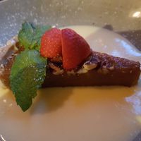 Treacle and pecan tart with soy vanilla custard at The Royal Saracens Head in Beaconsfield