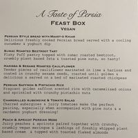 Sample menu - different world-food each time  at Sage & Honey in Burton Upon Trent