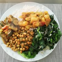 Take Out (but added our own greens) at The Good Heart - Tibetan Memories in Frome