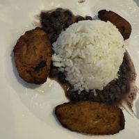 Vegan kids plate: black beans, rice, plantains  at El Golfo in Silver Spring