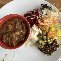 Veggie hot pot with bistro salad  at Buchanan Bistro in Banchory