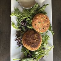 Vegan crab cakes  at Tula Kitchen in Bay Shore