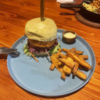 Katsu burger  at Roots Plant-Based Cafe in Da Nang