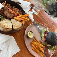 Burger and bowl   at Roots Plant-Based Cafe in Da Nang