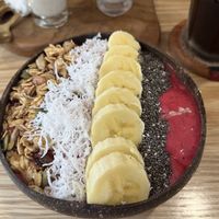 Dragon fruit smoothie bowl   at Roots Plant-Based Cafe in Da Nang