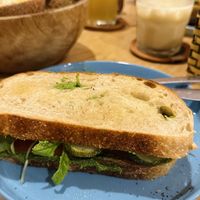 Pesto veggie sandwich (80k VND)  at Roots Plant-Based Cafe in Da Nang