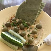 hummus and pita delicious  at Roots Plant-Based Cafe in Da Nang
