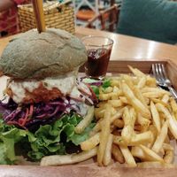 Katsu Burger at Roots Plant-Based Cafe in Da Nang