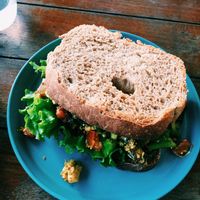 Scrambled tofu sandwich at Roots Plant-Based Cafe in Da Nang