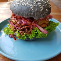 Pulled Jackfruit Burger (without fries) at Roots Plant-Based Cafe in Da Nang
