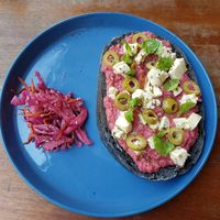 Beetroot toast at Roots Plant-Based Cafe in Da Nang