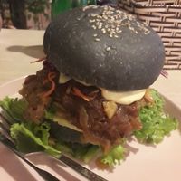 Pulled jackfruit burger at Roots Plant-Based Cafe in Da Nang