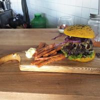 BBQ burger at Roots Plant-Based Cafe in Da Nang