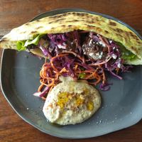 Falafel pita sandwich. at Roots Plant-Based Cafe in Da Nang