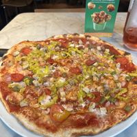 Vegan pizza  at Pizza Express in London