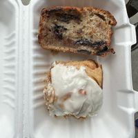 Cinnamon bun and chocolate banana bread  at Blank Coffee in South West London