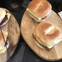 Vegan sausage bagels at Blank Coffee in South West London
