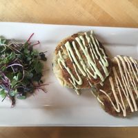 Vegan crab cakes at Cafe Manna in Brookfield
