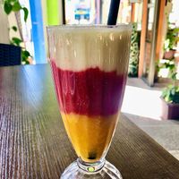 Mango, kiwi, guava and pineapple juice at Papaya in Aqaba