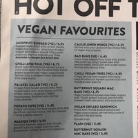 Vegan menu  at The Royal London in Wolverhampton