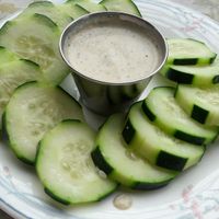 cucumber woth vegan sauce at Cafe Mundo in Newport