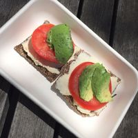 ";bagel"; with avocado.  at Catch A Healthy Habit Cafe in Fairfield