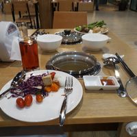Shabu style tables with your own heat controls.  at A Pot Shabu in Pattaya