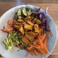 Vegan Tempeh salad!! Delicious with a mustard dressing   at The Kasbah in Langkawi