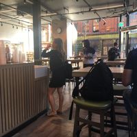 Inside seating at Pret A Manger - Exmouth Market in London