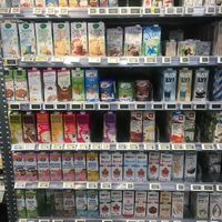 Different plantbased milk brands at Kiss The Ground in Lausanne