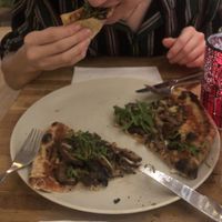 Happy with his pizza #Veganuary at Plads'n in Copenhagen