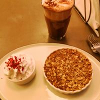 Rhubarb crumble at Cafe Blå in Copenhagen
