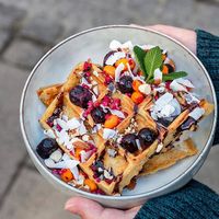 Waffle Dessert at Cafe Blå in Copenhagen