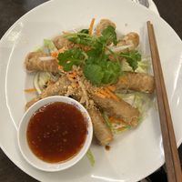 Rice noodles with spring rolls   at Nha Trang Restaurang in Stockholm