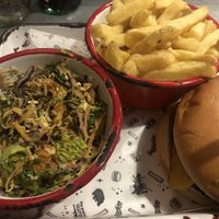 Five lies burger, normal chips, chipotle slaw at Fat Hippo in Newcastle Upon Tyne