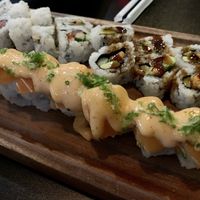 Vegan spicy tuna roll (top left), vegan sweet potato roll (top right), vegan Vegas roll (bottom)  at Spicy Tuna Sushi in Holland