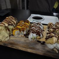 From left: firecracker, aloha (w/o jalapeño), sweet potato tempura, and popcorn fu rolls  at Spicy Tuna Sushi in Holland