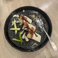 Asparagus, lily and sesame cake  at Hi-Lai Vegetarian 漢來蔬食 in Taipei
