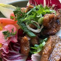 Homemade tempeh with tamarind chutney and pickled veggies: can a dish be more balanced and perfect?   at Rabarber in Utrecht