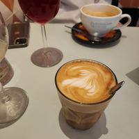 Flat white oat milk at Rabarber in Utrecht