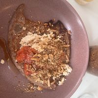 Buckwheat pancakes with plums, soy ricotta, syrup and spices (amazing!)  at Rabarber in Utrecht