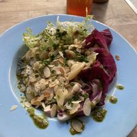 Butterbeans with aioli and mojo verde: quite tasty, but too light/small. It’s better to order the supplement (pita or sourdough bread). at Rabarber in Utrecht