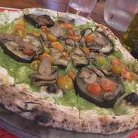 The "Sapo Ortolano" with creamed broccoli, mushrooms, eggplant/aubergine, garlic and cherry tomatoes! at El Sapo in Tamarindo