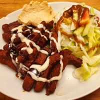 "Box" with seitan and salad at Balli Döner Kebab & Vegan Döner in Dusseldorf