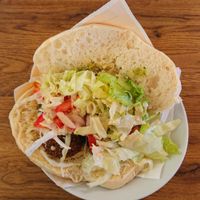 Home made falafel with salad and bread at Balli Döner Kebab & Vegan Döner in Dusseldorf