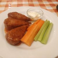 Vegan buffalo wings and crudites - the "bone" is a wooden stick!! Super cool #Veganuary at News Cafe in Tokyo