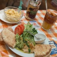 Hummus plate and Mac&Cheese at News Cafe in Tokyo
